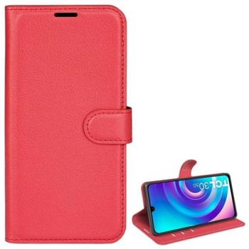 Tok álló, bőr hatású (FLIP, oldalra nyíló, asztali tartó funkció, prémium) PIROS TCL 30 4G kép