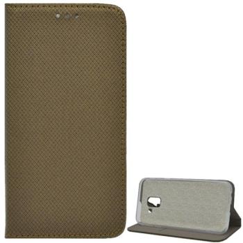 Tok álló, bőr hatású (FLIP, oldalra nyíló, asztali tartó funkció, rombusz minta) ARANYBARNA Samsung Galaxy J6 (2018) SM-J600F kép