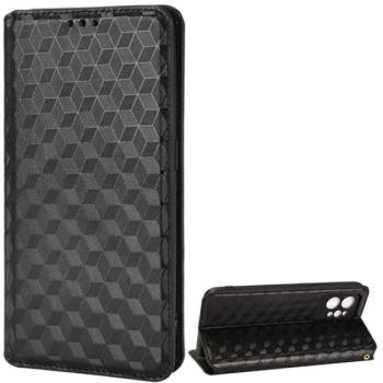 Tok álló, bőr hatású (FLIP, oldalra nyíló, asztali tartó funkció, teljes 3D rombusz minta, prémium) FEKETE Realme GT2 Pro 5G kép