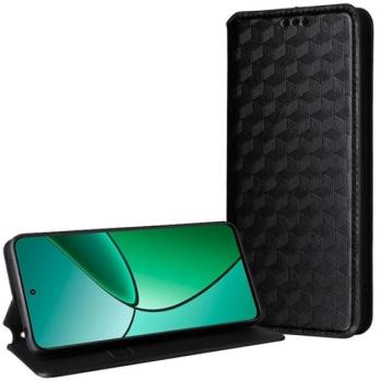 Tok álló, bőr hatású (FLIP, oldalra nyíló, asztali tartó funkció, teljes 3D rombusz minta, prémium) FEKETE Vivo Y70 kép