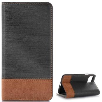 Tok álló, bőr hatású (FLIP, oldalra nyíló, asztali tartó funkció, textil hatás) FEKETE Apple iPhone 11 Pro kép
