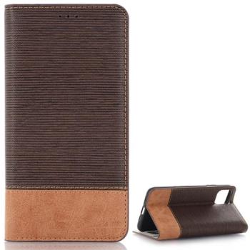 Tok álló, bőr hatású (FLIP, oldalra nyíló, asztali tartó funkció, textil hatás) SÖTÉTBARNA Apple iPhone 11 Pro Max kép
