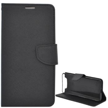 Tok álló, bőr hatású (FLIP, oldalra nyíló, asztali tartó funkció, textil minta) FEKETE Samsung Galaxy A80 (SM-A805F) kép