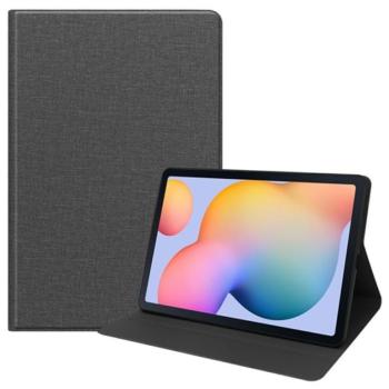 Tok álló, bőr hatású (FLIP, oldalra nyíló, asztali tartó funkció, textil minta) SZÜRKE Samsung Galaxy Tab S6 Lite 10.4 WIFI (SM-P610) 2020, Samsung Galaxy Tab S6 Lite 10.4 LTE (SM-P615) 2020 kép