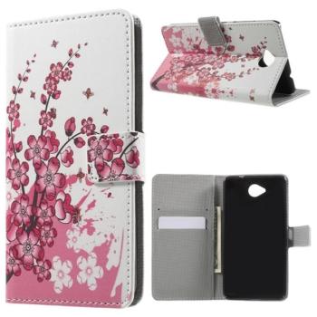 Tok álló, bőr hatású (FLIP, oldalra nyíló, asztali tartó funkció, virág minta) FEHÉR Microsoft Lumia 650 kép