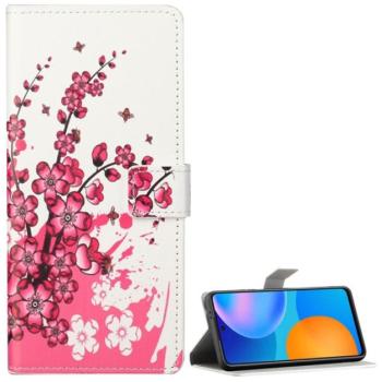 Tok álló, bőr hatású (FLIP, oldalra nyíló, asztali tartó funkció, virág minta) FEHÉR Samsung Galaxy S21 Plus (SM-G996) 5G kép