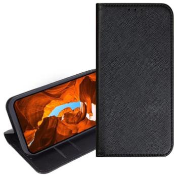 Tok álló, bőr hatású (FLIP, oldalra nyíló, asztali tartó, kártyazseb, textil hatás) FEKETE T Phone 2 Pro 5G kép