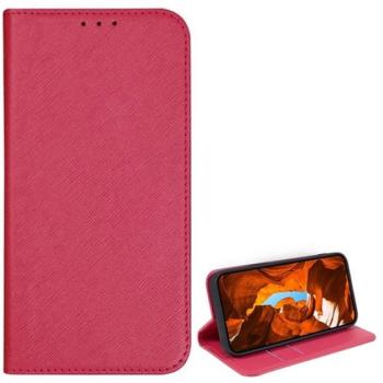 Tok álló, bőr hatású (FLIP, oldalra nyíló, asztali tartó, kártyazseb, textil hatás) RÓZSASZÍN T Phone 2 5G kép