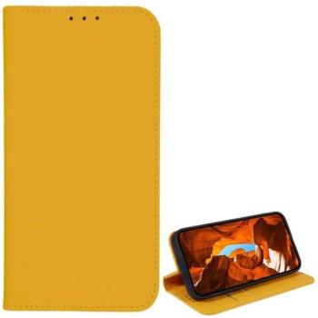 Tok álló, bőr hatású (FLIP, oldalra nyíló, asztali tartó, kártyazseb, textil hatás) SÁRGA T Phone 2 5G kép