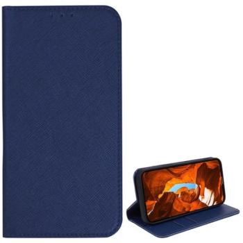 Tok álló, bőr hatású (FLIP, oldalra nyíló, asztali tartó, kártyazseb, textil hatás) SÖTÉTKÉK T Phone 2 5G kép