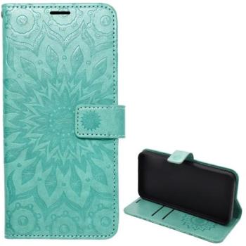 Tok álló, bőr hatású (FLIP, oldalra nyíló, asztali tartó, kézpánt, mandala) CYAN Samsung Galaxy S25 FE (SM-S731) kép