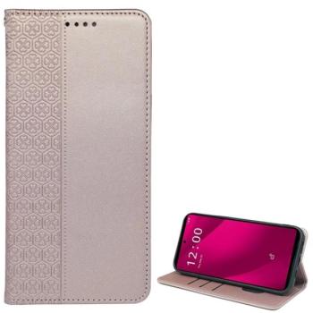 Tok álló, bőr hatású (FLIP, oldalra nyíló, asztali tartó, lóhere) ROZÉARANY T Phone 2 Pro 5G kép