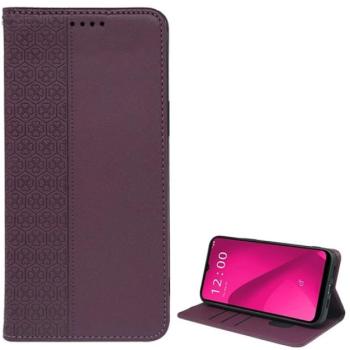 Tok álló, bőr hatású (FLIP, oldalra nyíló, asztali tartó, lóhere) SÖTÉTLILA T Phone 2 5G kép