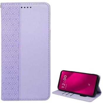 Tok álló, bőr hatású (FLIP, oldalra nyíló, asztali tartó, lóhere) VILÁGOSLILA T Phone 2 Pro 5G kép