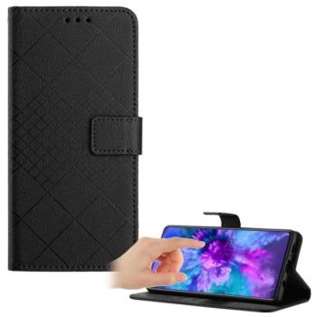 Tok álló, bőr hatású (FLIP, oldalra nyíló, asztali tartó, négyzet, prémium) FEKETE Honor Magic6 Lite 5G kép