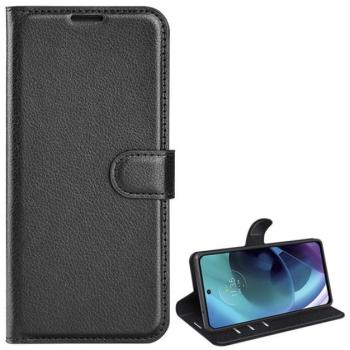 Tok álló, bőr hatású (FLIP, oldalra nyíló, asztali tartó, prémium) FEKETE Motorola Moto G51 5G (XT2171) kép
