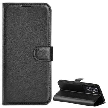 Tok álló, bőr hatású (FLIP, oldalra nyíló, asztali tartó, prémium) FEKETE Oppo A79 5G kép