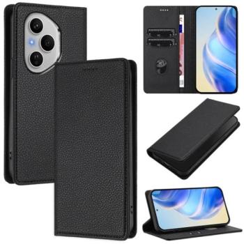 Tok álló, bőr hatású (FLIP, oldalra nyíló, asztali tartó, RFID, prémium) FEKETE Honor 400 Pro kép