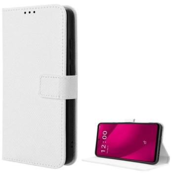 Tok álló, bőr hatású (FLIP, oldalra nyíló, asztali tartó, rombusz + kézpánt) FEHÉR T Phone 2 Pro 5G kép