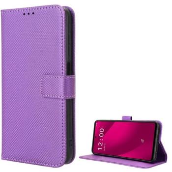 Tok álló, bőr hatású (FLIP, oldalra nyíló, asztali tartó, rombusz + kézpánt) LILA T Phone 2 Pro 5G kép