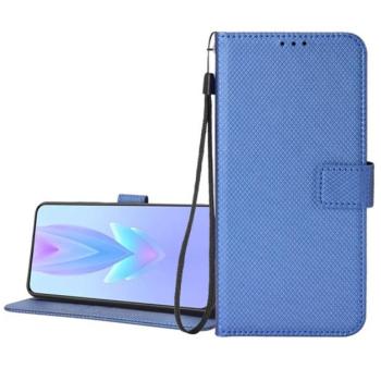 Tok álló, bőr hatású (FLIP, oldalra nyíló, asztali tartó, rombusz + kézpánt) SÖTÉTKÉK Infinix Hot 50 4G (X6882) kép