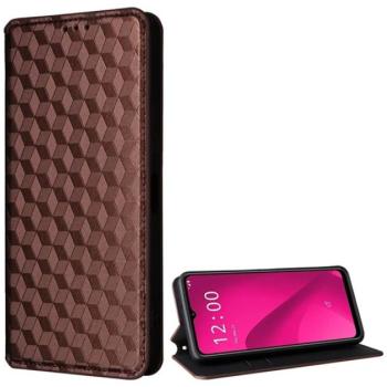 Tok álló, bőr hatású (FLIP, oldalra nyíló, asztali tartó, teljes 3D rombusz, prémium) BRONZBARNA T Phone 2 5G kép