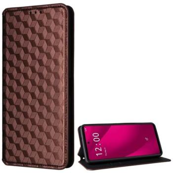 Tok álló, bőr hatású (FLIP, oldalra nyíló, asztali tartó, teljes 3D rombusz, prémium) BRONZBARNA T Phone 2 Pro 5G kép