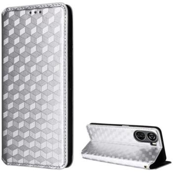 Tok álló, bőr hatású (FLIP, oldalra nyíló, asztali tartó, teljes 3D rombusz, prémium) EZÜST ZTE Blade V50 Design 5G kép