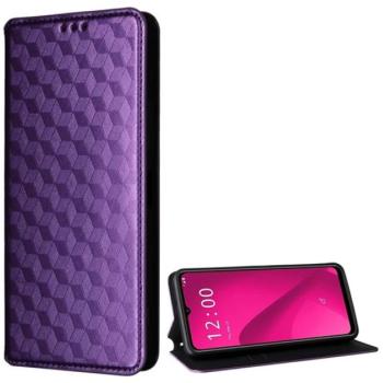 Tok álló, bőr hatású (FLIP, oldalra nyíló, asztali tartó, teljes 3D rombusz, prémium) LILA T Phone 2 5G kép