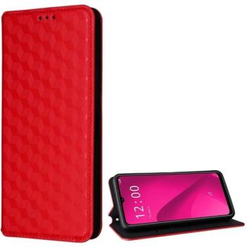 Tok álló, bőr hatású (FLIP, oldalra nyíló, asztali tartó, teljes 3D rombusz, prémium) PIROS T Phone 2 5G kép