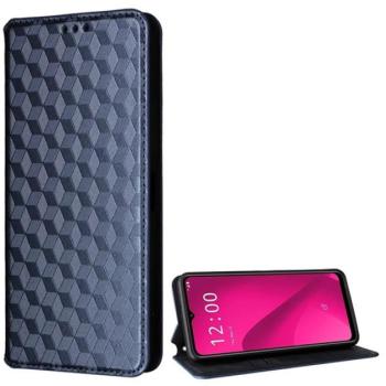 Tok álló, bőr hatású (FLIP, oldalra nyíló, asztali tartó, teljes 3D rombusz, prémium) SÖTÉTKÉK T Phone 2 5G kép
