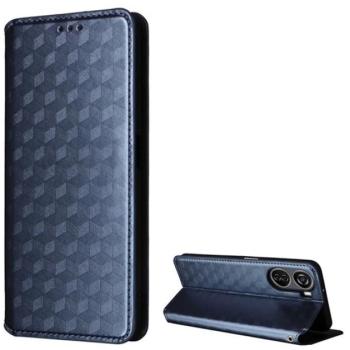 Tok álló, bőr hatású (FLIP, oldalra nyíló, asztali tartó, teljes 3D rombusz, prémium) SÖTÉTKÉK ZTE Blade V50 Design 5G kép