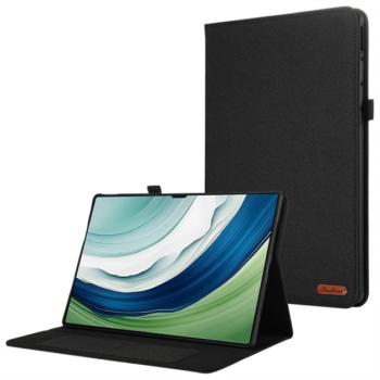 Tok álló, bőr hatású (FLIP, oldalra nyíló, asztali tartó, textil hatás) FEKETE Huawei MatePad Pro 12.2 kép