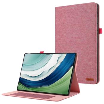 Tok álló, bőr hatású (FLIP, oldalra nyíló, asztali tartó, textil hatás) RÓZSASZÍN Huawei MatePad Pro 12.2 kép