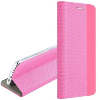 Tok álló, bőr hatású (FLIP, oldalra nyíló, asztali tartó, textil minta) RÓZSASZÍN Xiaomi Redmi 15C 4G kép