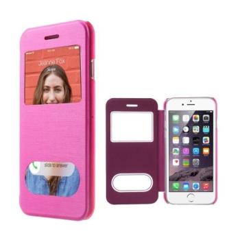 Tok álló, bőr hatású (FLIP, oldalra nyíló, átlátszó hátlap, hívószámkijelzés, S-View Cover) MAGENTA Apple iPhone 6S 4.7, Apple iPhone 6 4.7 kép