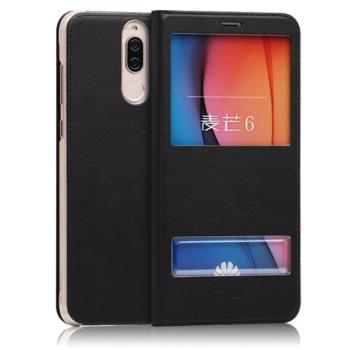 Tok álló, bőr hatású (FLIP, oldalra nyíló, Dual View Window) FEKETE Huawei Mate 10 Lite kép