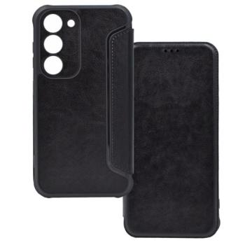 Tok álló, bőr hatású (FLIP, oldalra nyíló, légpárnás sarok, kamera védelem) FEKETE Samsung Galaxy S23 Plus (SM-S916) kép