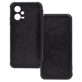 Tok álló, bőr hatású (FLIP, oldalra nyíló, légpárnás sarok, kamera védelem) FEKETE Xiaomi Redmi Note 12 5G kép