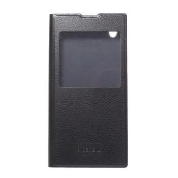 Tok álló, bőr hatású (FLIP, oldalra nyíló, S-View Cover) FEKETE Sony Xperia L1 (G3312) kép