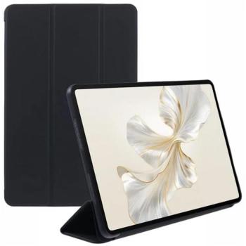 Tok álló, bőr hatású (FLIP, oldalra nyíló, TRIFOLD, asztali tartó) FEKETE Honor Pad 9 kép
