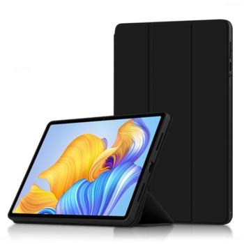 Tok álló, bőr hatású (FLIP, oldalra nyíló, TRIFOLD asztali tartó funkció) FEKETE Honor Pad 8 kép