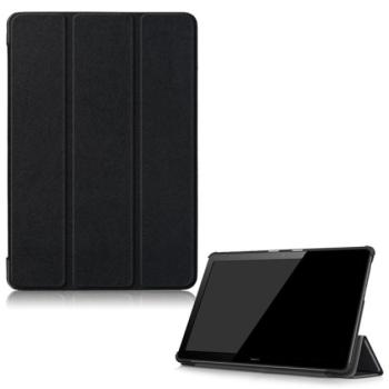 Tok álló, bőr hatású (FLIP, oldalra nyíló, TRIFOLD asztali tartó funkció) FEKETE Huawei Mediapad T5 10 LTE, Huawei Mediapad T5 10 WIFI kép
