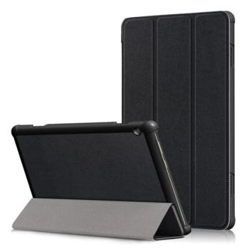 Tok álló, bőr hatású (FLIP, oldalra nyíló, TRIFOLD asztali tartó funkció) FEKETE Lenovo Tab M10 (TB-X605F), Lenovo Tab M10 HD (TB-X505F) kép