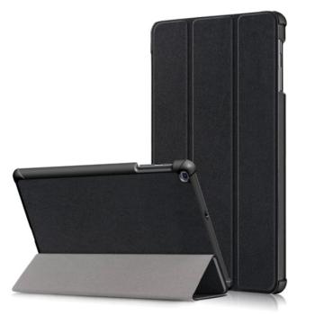 Tok álló, bőr hatású (FLIP, oldalra nyíló, TRIFOLD asztali tartó funkció) FEKETE Samsung Galaxy Tab A 10.1 WIFI (2019) SM-T510, Samsung Galaxy Tab A 10.1 LTE (2019) SM-T515 kép
