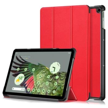 Tok álló, bőr hatású (FLIP, oldalra nyíló, TRIFOLD asztali tartó funkció) PIROS Google Pixel Tablet kép