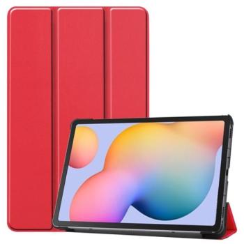 Tok álló, bőr hatású (FLIP, oldalra nyíló, TRIFOLD asztali tartó funkció) PIROS Samsung Galaxy Tab S6 Lite 10.4 WIFI (SM-P610) 2020, Samsung Galaxy Tab S6 Lite 10.4 LTE (SM-P615) 2020, Samsun kép