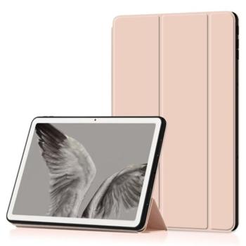 Tok álló, bőr hatású (FLIP, oldalra nyíló, TRIFOLD asztali tartó funkció) ROZÉARANY Google Pixel Tablet kép