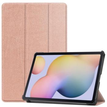 Tok álló, bőr hatású (FLIP, oldalra nyíló, TRIFOLD asztali tartó funkció) ROZÉARANY Samsung Galaxy Tab S7 WIFI (SM-T870), Samsung Galaxy Tab S7 LTE (SM-T875), Samsung Galaxy Tab S7 LTE 5G (S kép