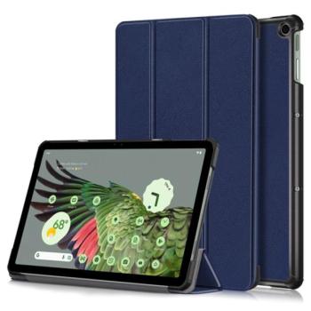 Tok álló, bőr hatású (FLIP, oldalra nyíló, TRIFOLD asztali tartó funkció) SÖTÉTKÉK Google Pixel Tablet kép